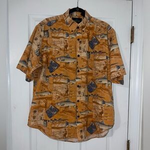 RedHead Fly Fishing Rainbow Trout Button Down Shirt Size Mens XL